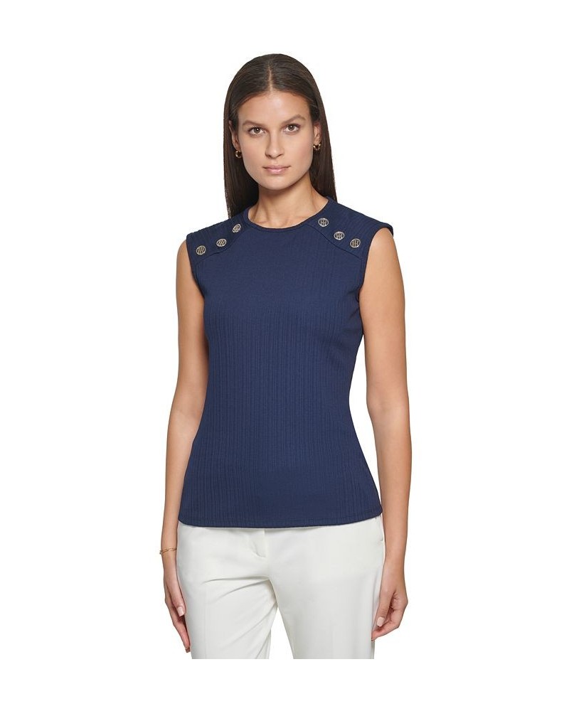 Women's Button-Trim Sleeveless Top Midnight $31.74 Tops