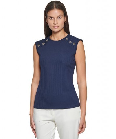 Women's Button-Trim Sleeveless Top Midnight $31.74 Tops