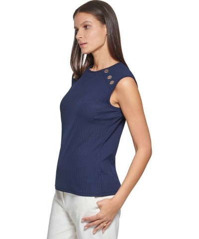 Women's Button-Trim Sleeveless Top Midnight $31.74 Tops