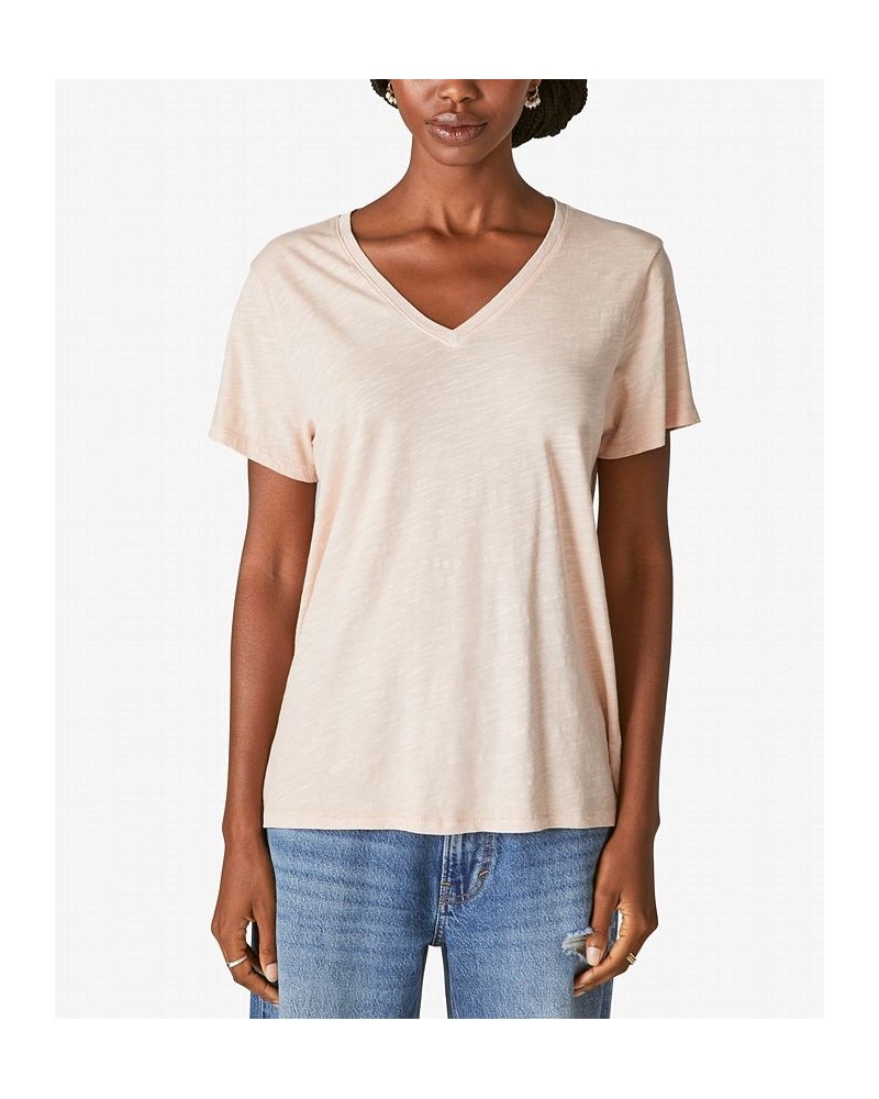 Women's Cotton V-Neck Tee Colony Blue $14.71 Tops