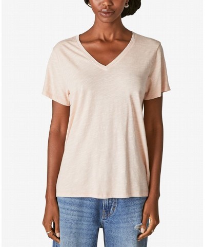 Women's Cotton V-Neck Tee Colony Blue $14.71 Tops