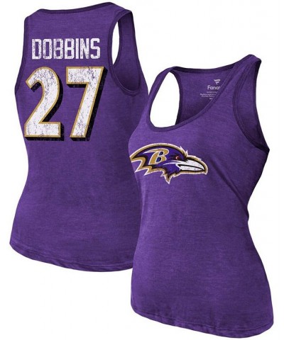 Women's J.K. Dobbins Heathered Purple Baltimore Ravens Name Number Tri-Blend Tank Top Purple $29.49 Tops