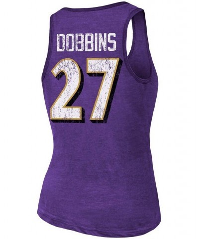 Women's J.K. Dobbins Heathered Purple Baltimore Ravens Name Number Tri-Blend Tank Top Purple $29.49 Tops