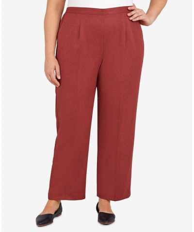 Plus Size Sorrento Heather Microfiber Straight Leg Short Length Pants Terracotta $26.04 Pants