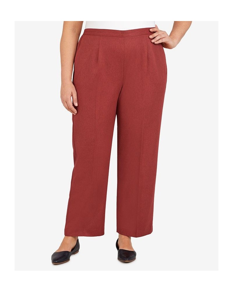 Plus Size Sorrento Heather Microfiber Straight Leg Short Length Pants Terracotta $26.04 Pants