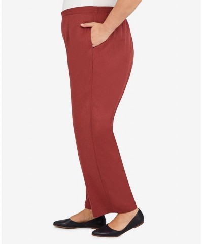 Plus Size Sorrento Heather Microfiber Straight Leg Short Length Pants Terracotta $26.04 Pants