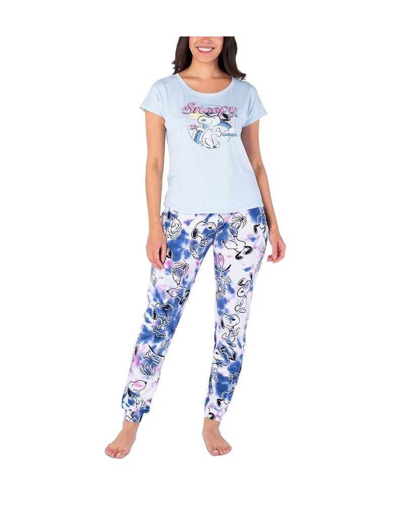 Women's Snoopy Dance Tie-Dyed Pajama Set Purple $16.08 Sleepwear