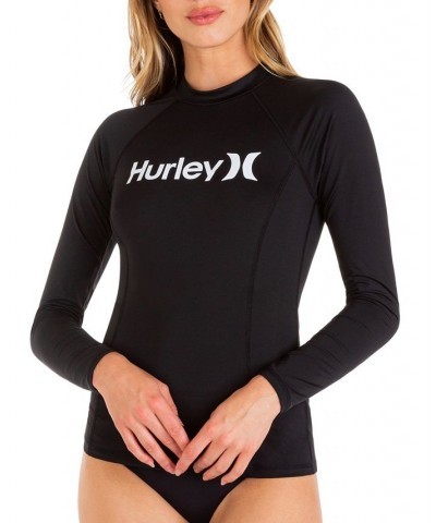 Juniors' Long-Sleeve Rash Guard Black $19.35 Swimsuits