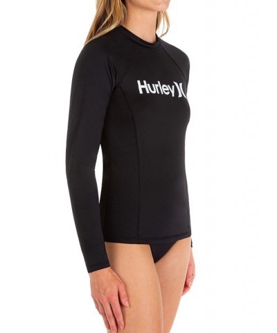 Juniors' Long-Sleeve Rash Guard Black $19.35 Swimsuits