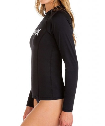 Juniors' Long-Sleeve Rash Guard Black $19.35 Swimsuits