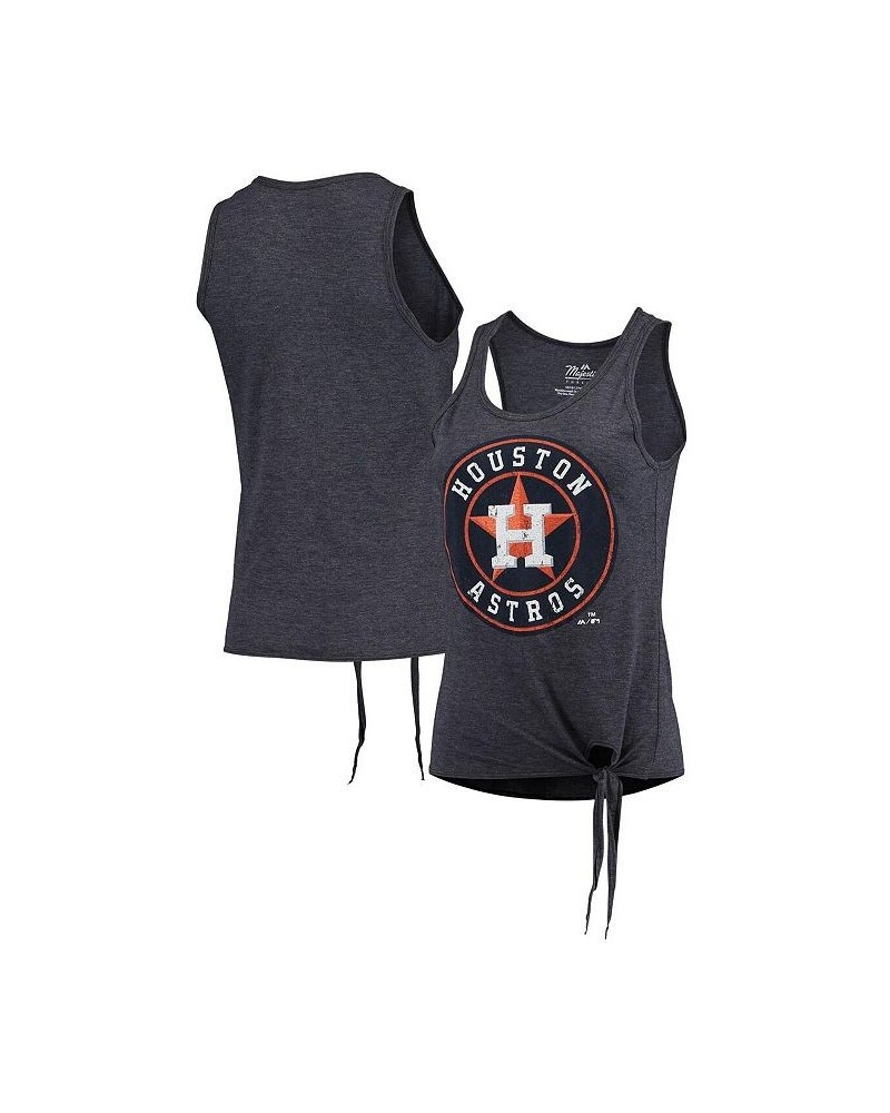 Women's Navy Houston Astros Scoop Neck Racerback Side Tie Tri-Blend Tank Top Navy $27.49 Tops