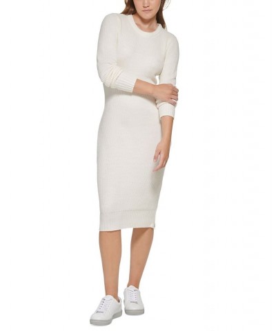 Petite Zippered-Slit Sweater Dress White $39.62 Dresses