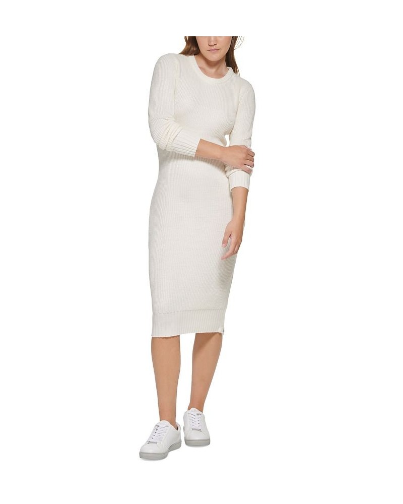 Petite Zippered-Slit Sweater Dress White $39.62 Dresses