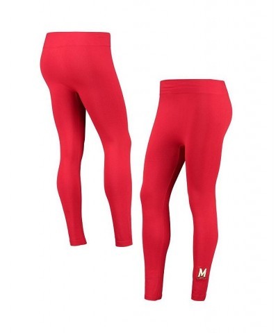 Women's Red Maryland Terrapins Fleece-Lined Leggings Red $18.19 Pants