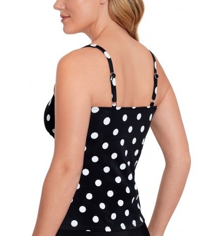 Women's Tummy-Control V-Neck Pleated Tankini Top Vintage Dotty $38.72 Swimsuits