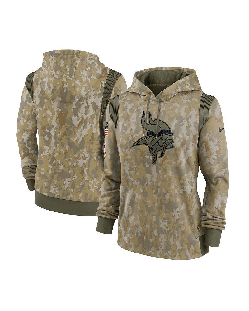 Women's Olive Minnesota Vikings 2021 Salute To Service Thermal Performance Pullover Hoodie Olive $34.00 Sweatshirts