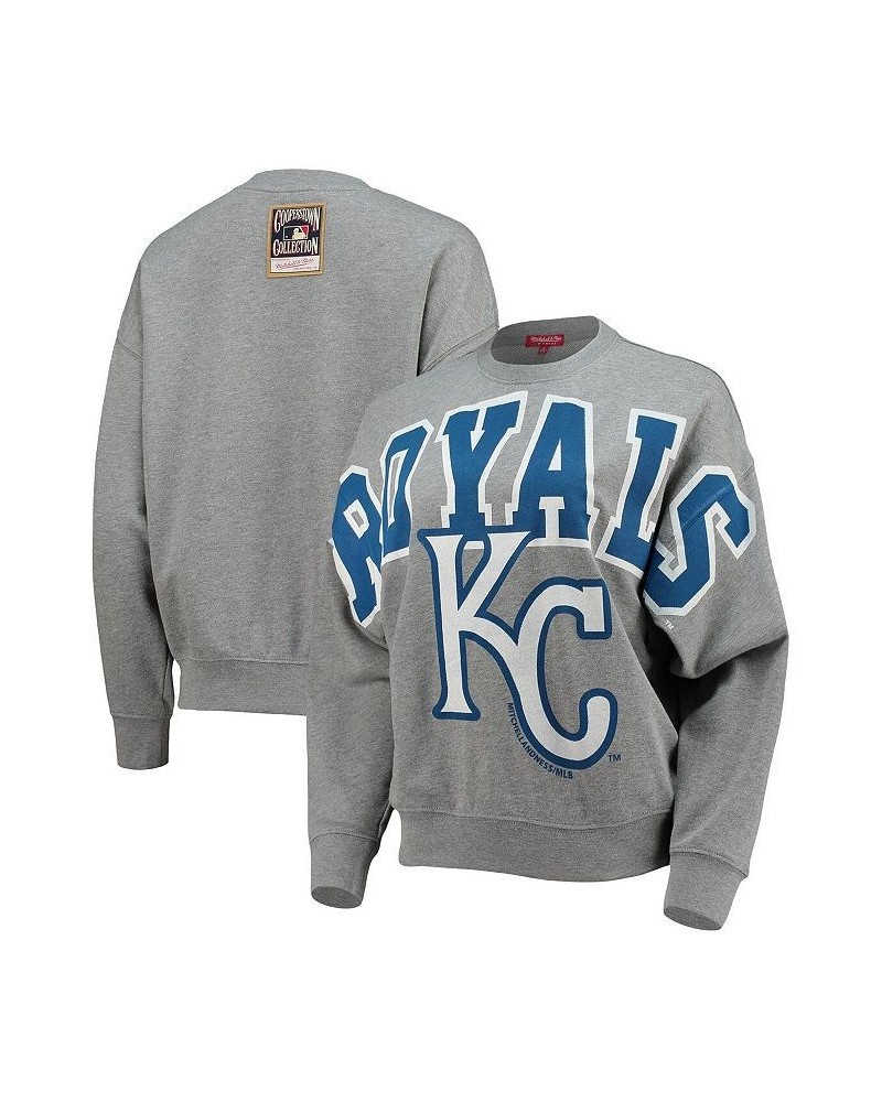 Women's Kansas City Royals Cooperstown Collection Logo Lightweight Pullover Sweatshirt Heathered Gray $38.49 Sweatshirts