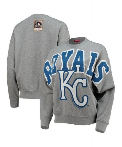 Women's Kansas City Royals Cooperstown Collection Logo Lightweight Pullover Sweatshirt Heathered Gray $38.49 Sweatshirts