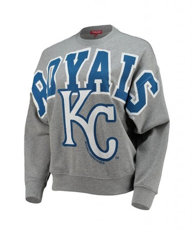 Women's Kansas City Royals Cooperstown Collection Logo Lightweight Pullover Sweatshirt Heathered Gray $38.49 Sweatshirts