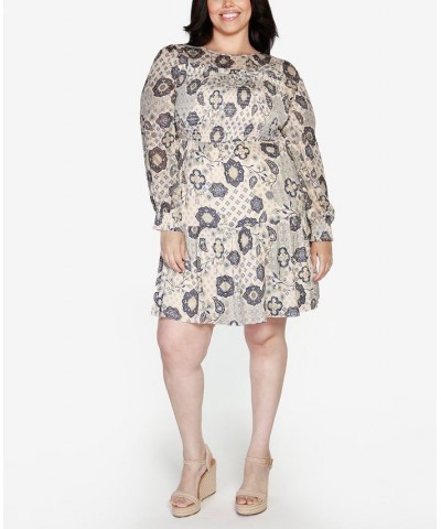 Black Label Plus Size Paisley Floral Print Dress Cream Combo $44.00 Dresses