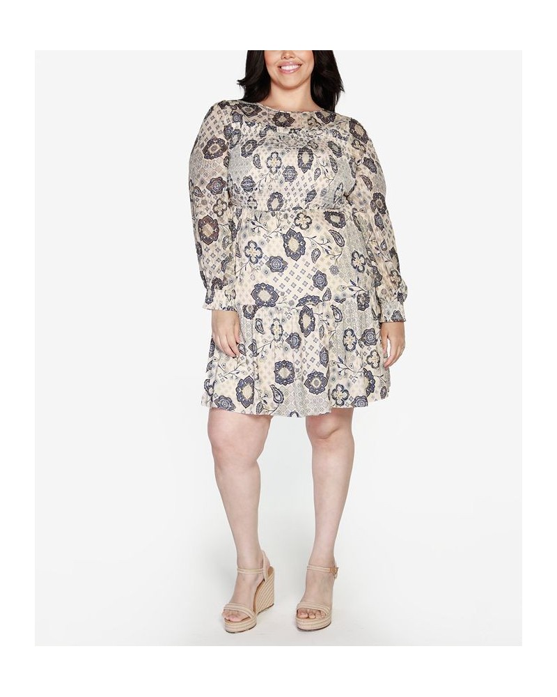 Black Label Plus Size Paisley Floral Print Dress Cream Combo $44.00 Dresses