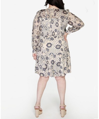 Black Label Plus Size Paisley Floral Print Dress Cream Combo $44.00 Dresses