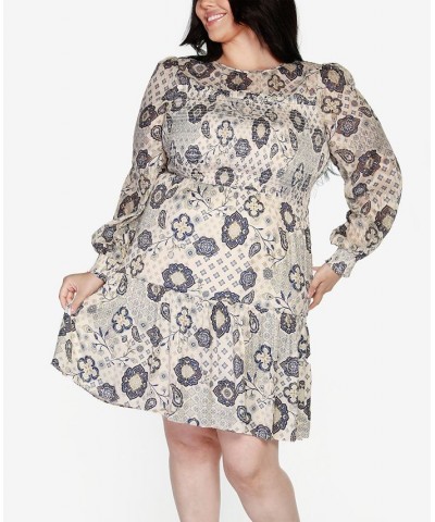 Black Label Plus Size Paisley Floral Print Dress Cream Combo $44.00 Dresses