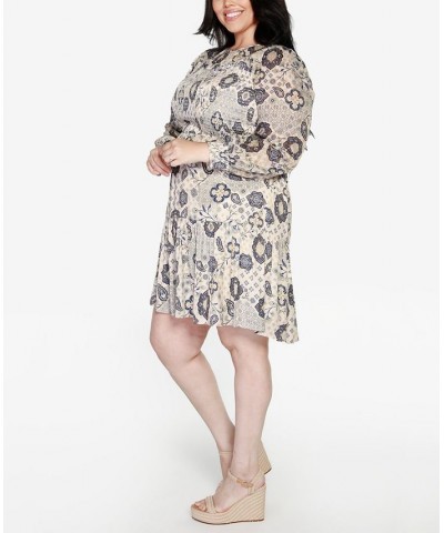 Black Label Plus Size Paisley Floral Print Dress Cream Combo $44.00 Dresses