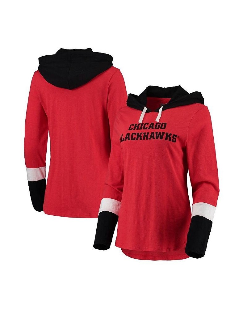 Women's Red Chicago Blackhawks Passing Play Hoodie Long Sleeve T-shirt Red $23.65 Tops