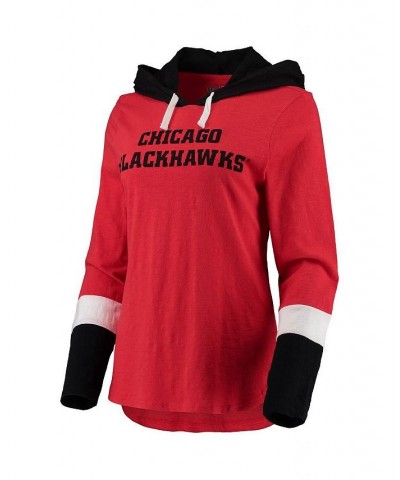 Women's Red Chicago Blackhawks Passing Play Hoodie Long Sleeve T-shirt Red $23.65 Tops