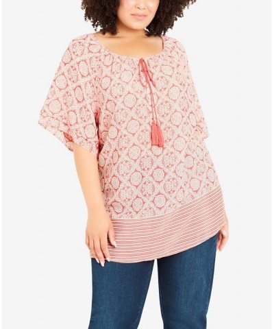 Plus Size Medallion Border Peasant Top Medallion $35.88 Tops