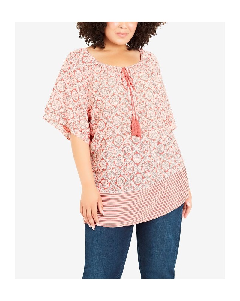 Plus Size Medallion Border Peasant Top Medallion $35.88 Tops