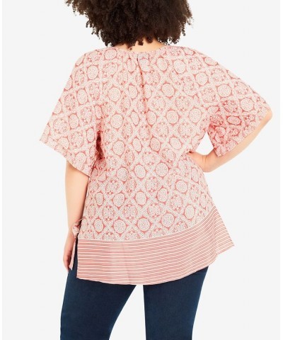 Plus Size Medallion Border Peasant Top Medallion $35.88 Tops