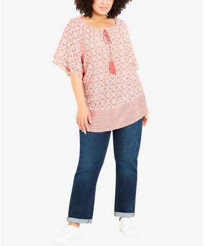 Plus Size Medallion Border Peasant Top Medallion $35.88 Tops