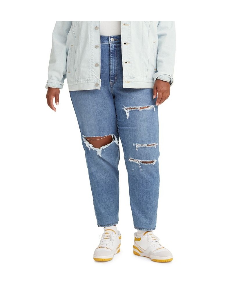 Trendy Plus Size Women's High-Waisted Mom Jeans Summer Games $34.40 Jeans