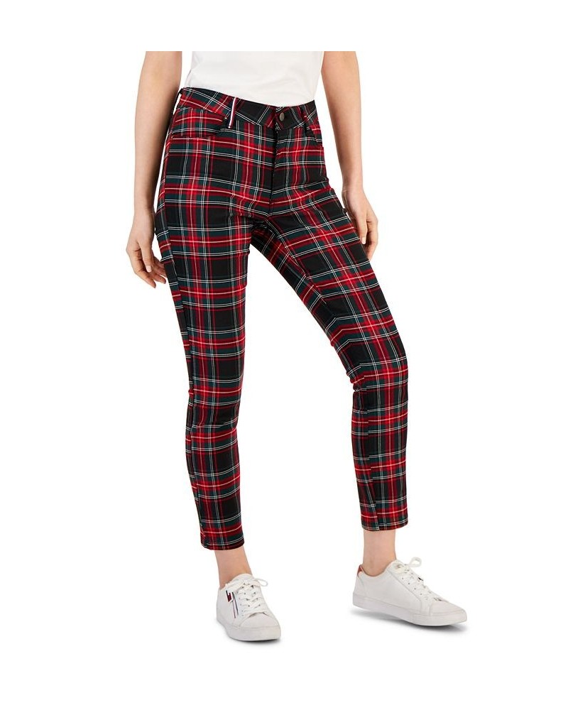 Women's Tribeca Plaid-Print Skinny Pants Prosperous Plaid- Red Multi $21.36 Pants