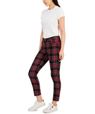 Women's Tribeca Plaid-Print Skinny Pants Prosperous Plaid- Red Multi $21.36 Pants