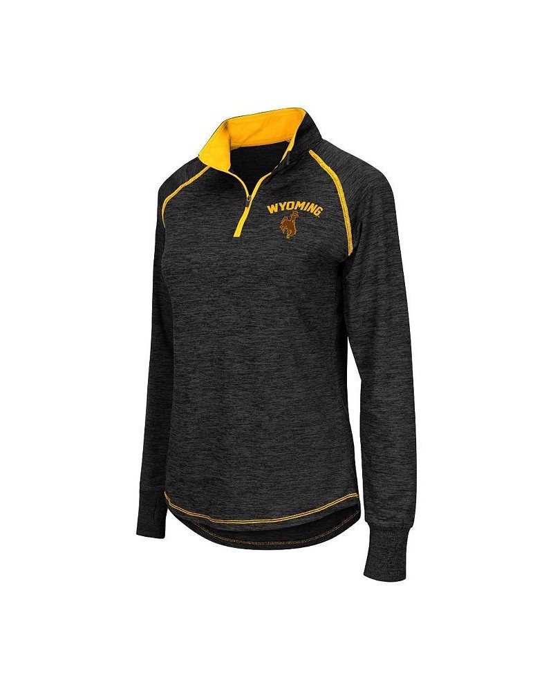 Women's Black Wyoming Cowboys Bikram 1/4 Zip Long Sleeve Jacket Black $23.10 Jackets