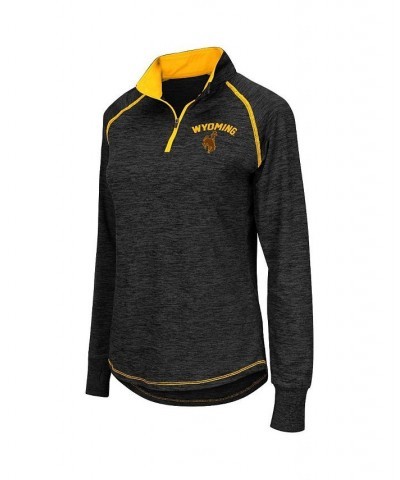 Women's Black Wyoming Cowboys Bikram 1/4 Zip Long Sleeve Jacket Black $23.10 Jackets