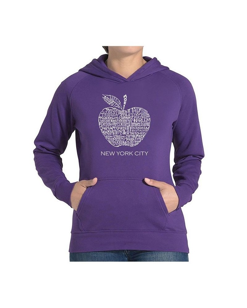 Women's Word Art Hooded Sweatshirt -Neighborhoods In Nyc Purple $34.19 Sweatshirts