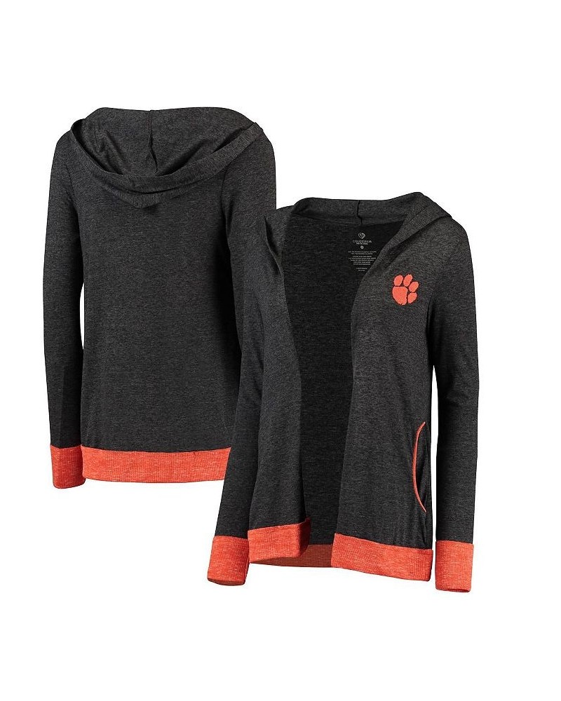 Women's Charcoal Clemson Tigers Steeplechase Open Hooded Tri-Blend Cardigan Black $22.50 Sweaters