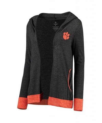 Women's Charcoal Clemson Tigers Steeplechase Open Hooded Tri-Blend Cardigan Black $22.50 Sweaters