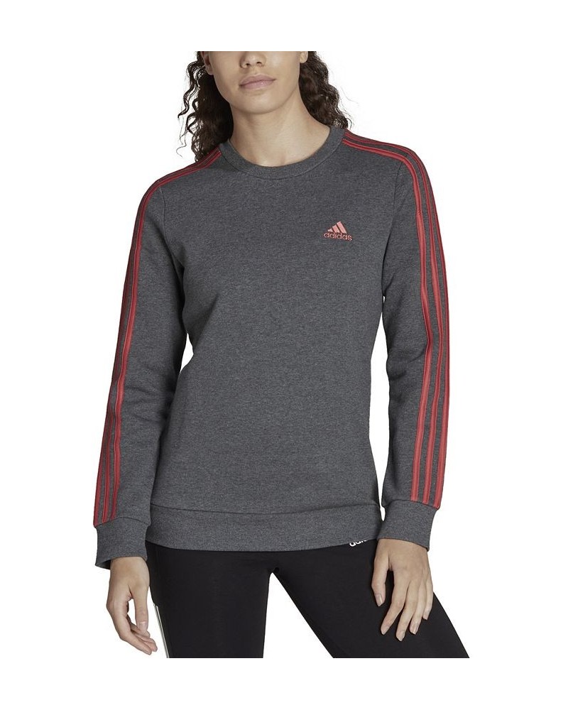 Women's 3-Stripe Cotton Fleece Crewneck Sweatshirt Black/White $18.00 Sweatshirts