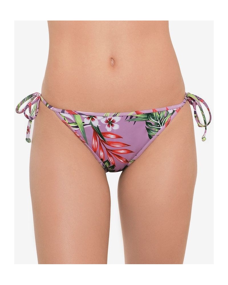 Juniors' Printed Side-Tie Bikini Bottoms Tropicali Dusty Violet $17.39 Swimsuits