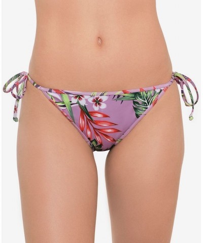 Juniors' Printed Side-Tie Bikini Bottoms Tropicali Dusty Violet $17.39 Swimsuits