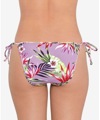 Juniors' Printed Side-Tie Bikini Bottoms Tropicali Dusty Violet $17.39 Swimsuits