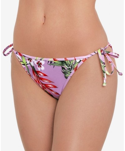 Juniors' Printed Side-Tie Bikini Bottoms Tropicali Dusty Violet $17.39 Swimsuits