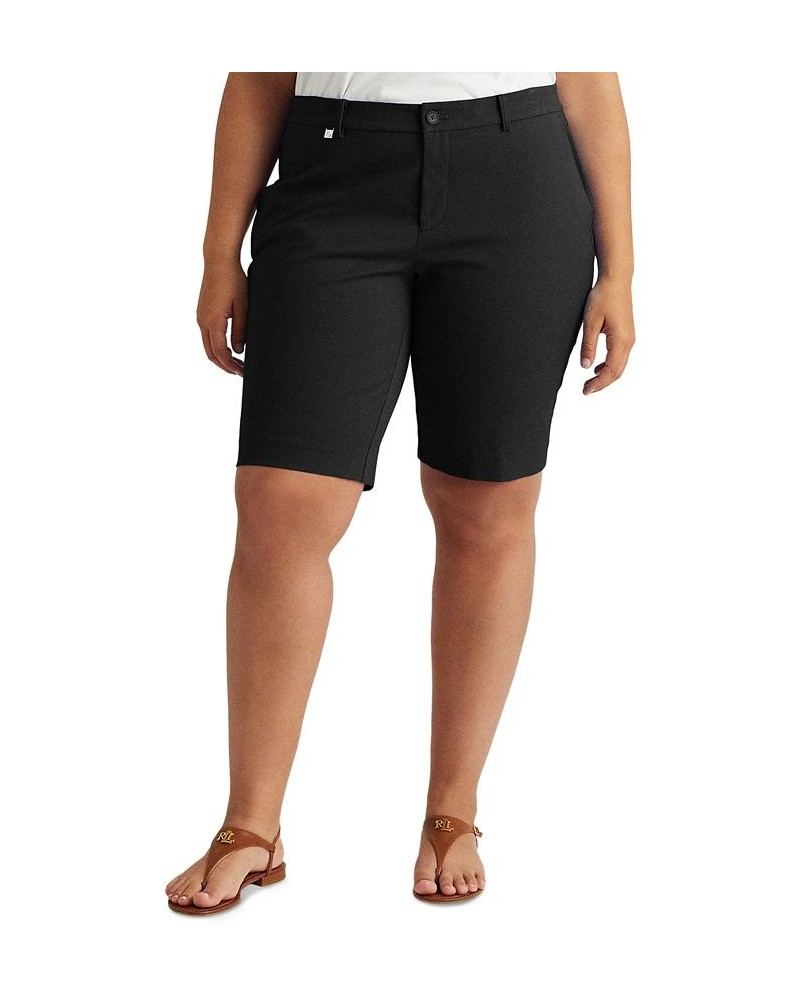 Plus-Size Stretch Cotton Shorts Black $42.07 Shorts