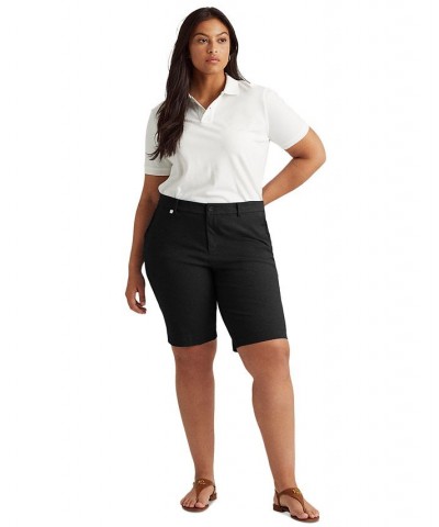 Plus-Size Stretch Cotton Shorts Black $42.07 Shorts