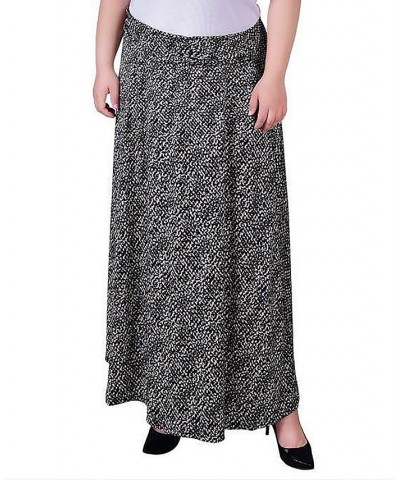 Plus Size Maxi A-Line Skirt with Front Faux Belt Jet Mixedshade $13.06 Skirts